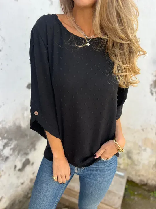 🔥 Round Neck Embroidered Large Cuffs Casual Shirt